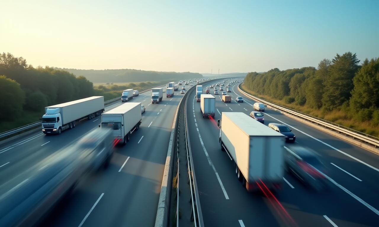 A modern European highway interchange representing logistics and transport.